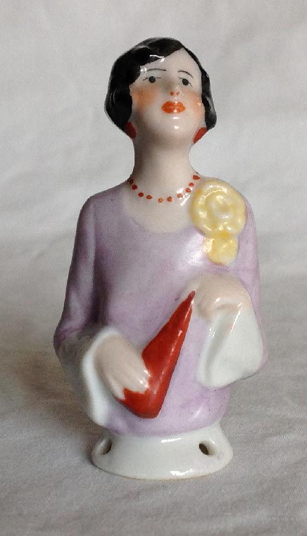 circa 1920's-30's Art Deco period German porcelain flapper half doll